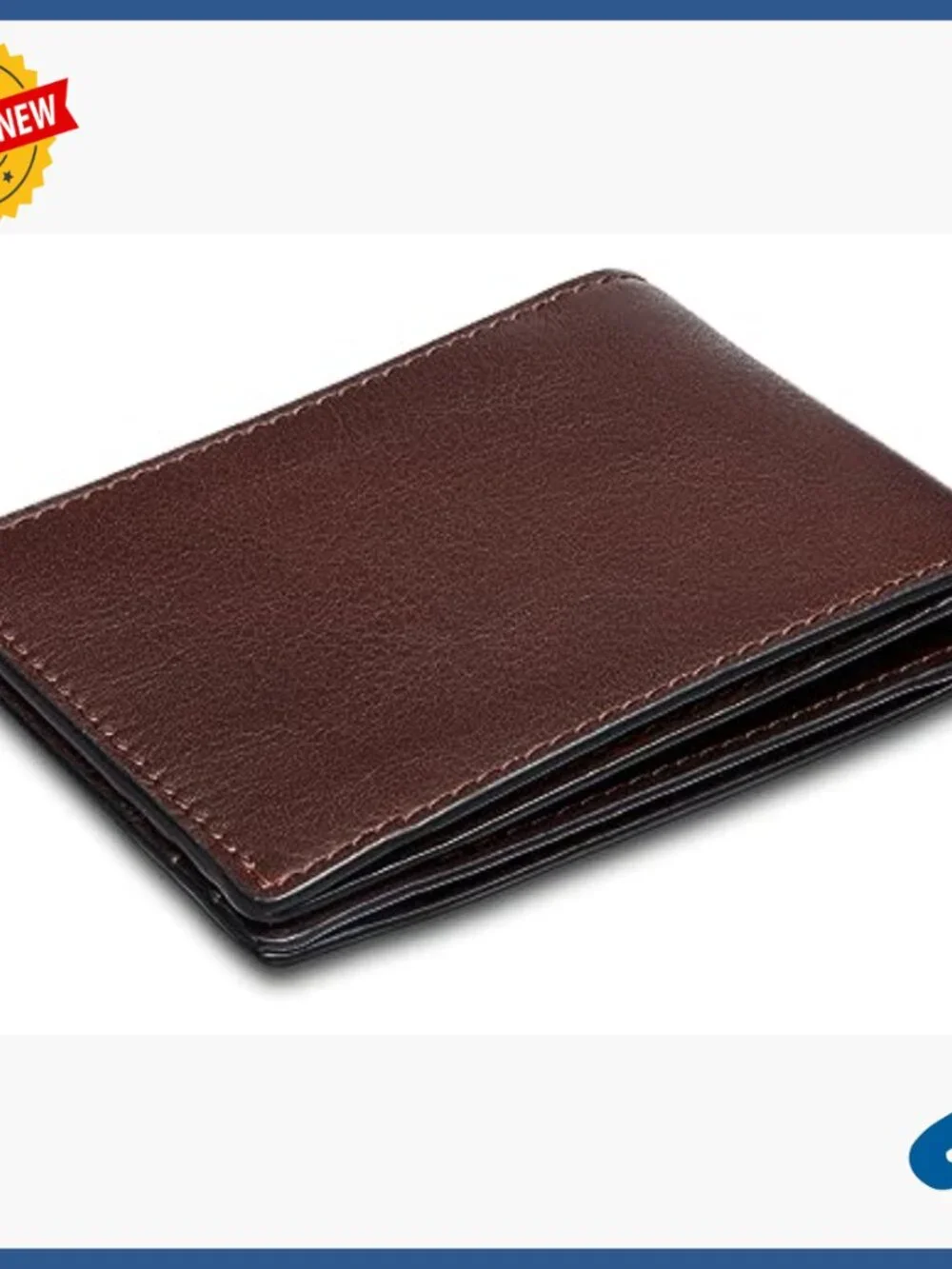 Slim Full Grain Leather Bifold Wallet with 6 Card Slots